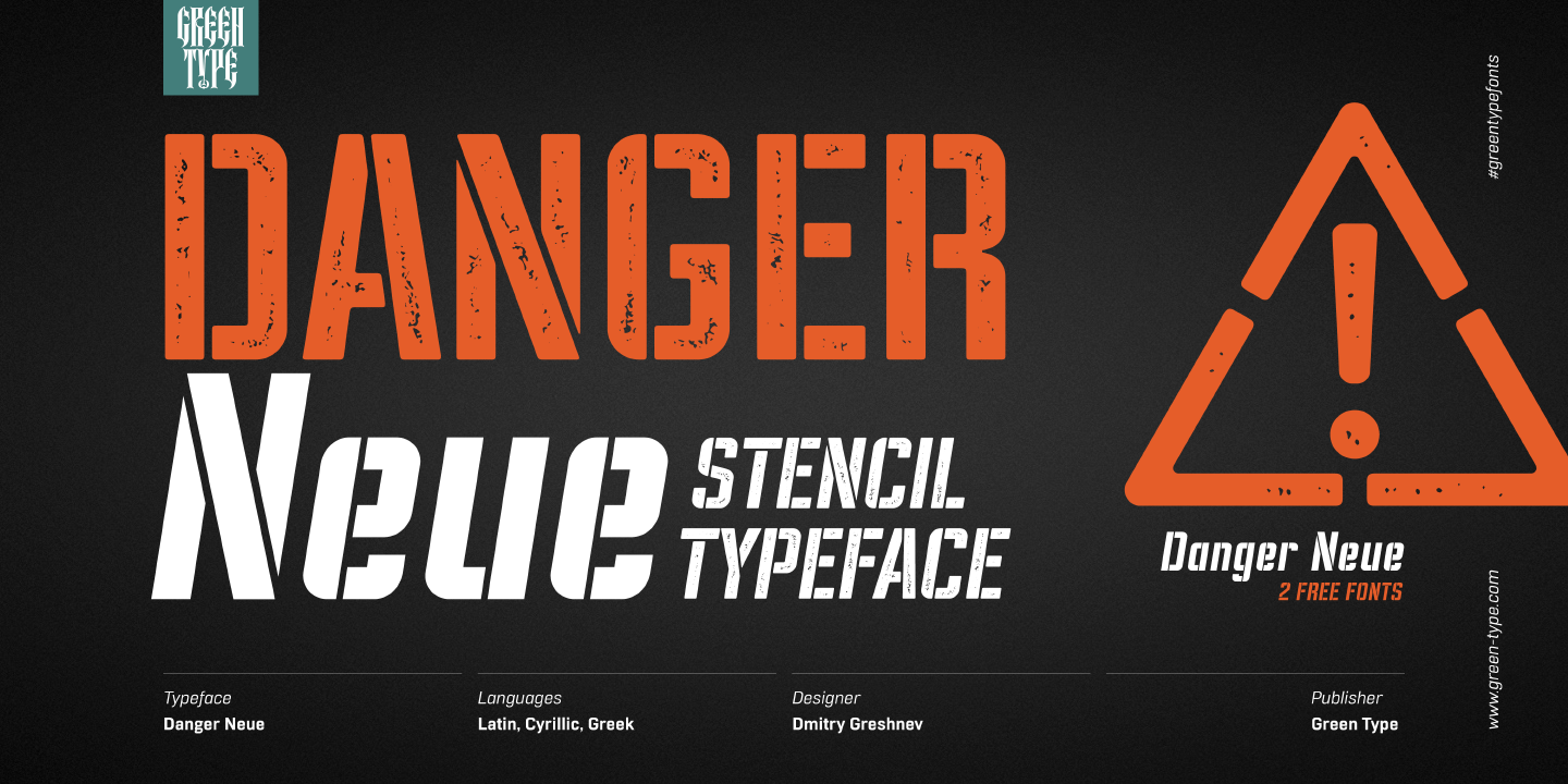 Beispiel einer Danger Neue Italic-Schriftart